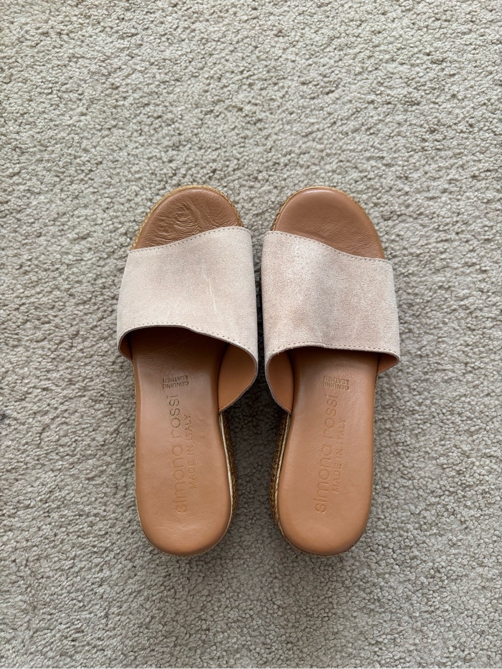 Simona Rossi Women’s Suede Leather Slide On Sandals